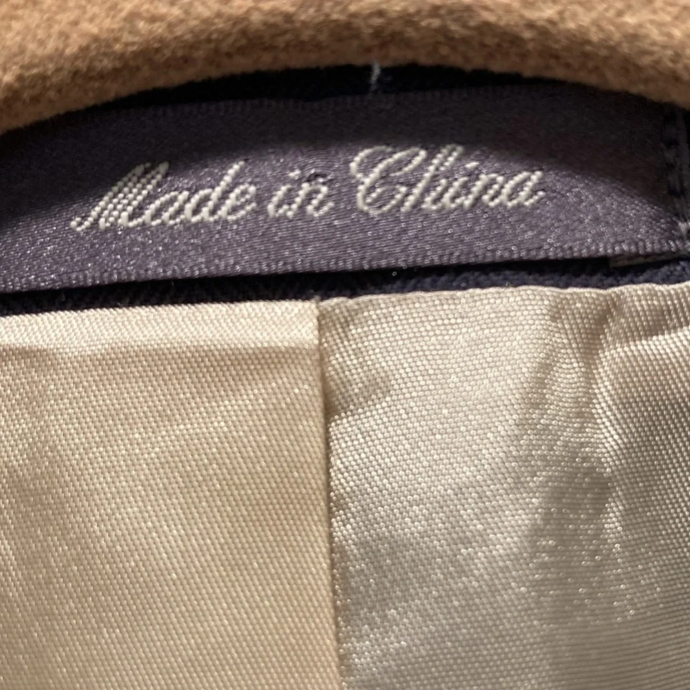 VTG Oscar De La Renta blazer 48L 100 percent silk navy Blue tan lining 2 button - Picture 5 of 6